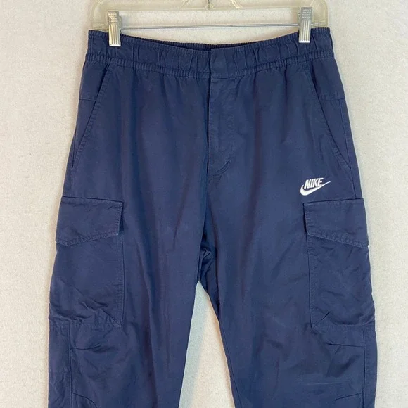 Nike Mens Cargo Pants Navy Blue Lightweight Athletic Joggers Size Medium - Picture 2 of 7